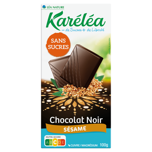 boho cosmetics Tablette de Chocolat noir Sésame sans sucres - Karéléa