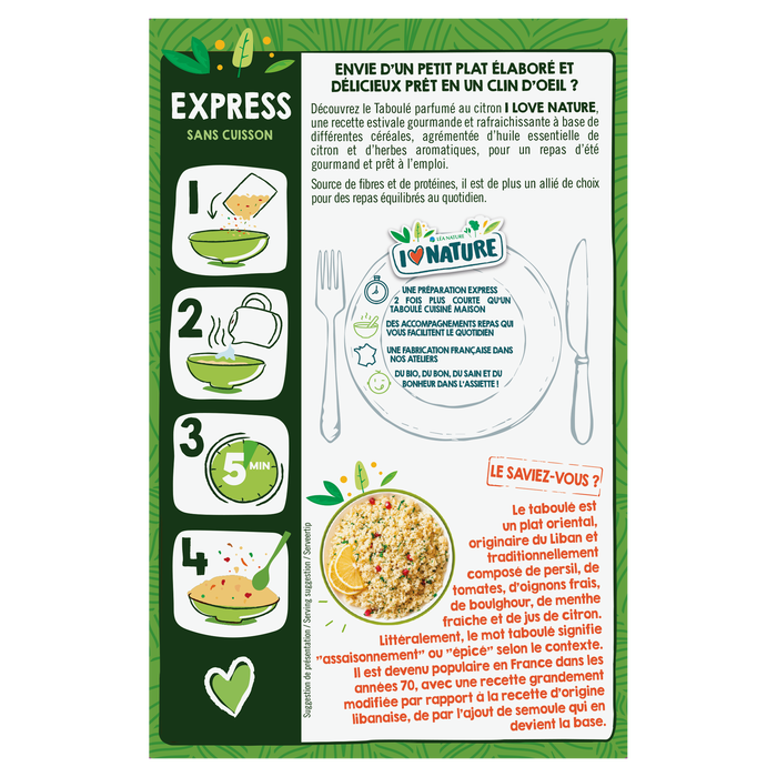 Boho Cosmetics Taboulé Citron & Herbes 250g - I Love Nature