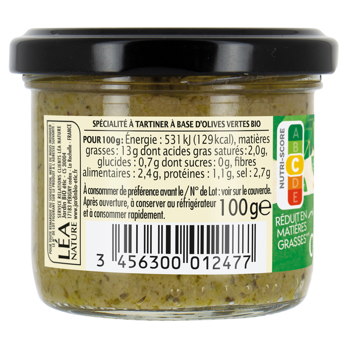 Boho Cosmetics Tartinade Olive Verte Bio - Jardin Bio Étic