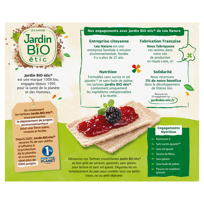 Boho Cosmetics Tartines Craquantes Sarrasin Sans Sel Et Sans Gluten - Jardin Bio Étic