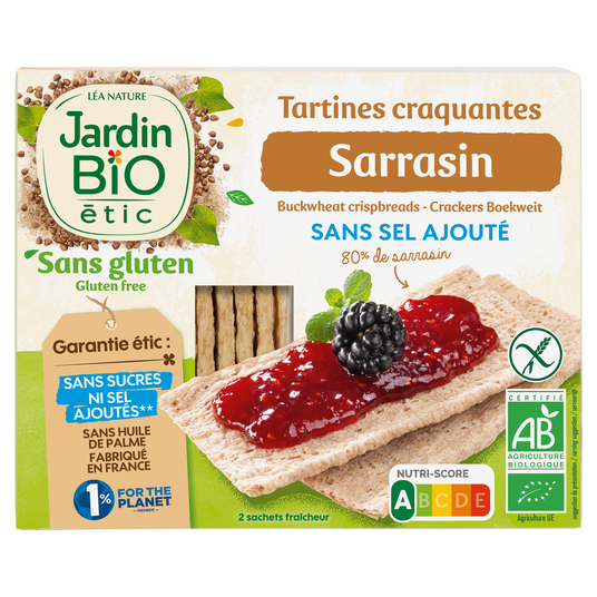 boho cosmetics Tartines Craquantes Sarrasin sans sel et sans gluten - Jardin Bio Étic