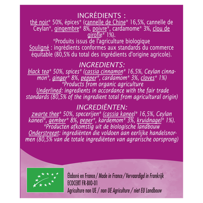 Boho Cosmetics Thé Noir Equitable ChaÏ Intense - Bio - Jardin BiO étic