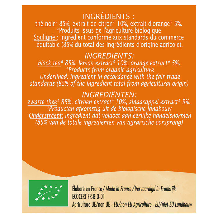 Boho Cosmetics Thé Noir Equitable Duo D'Agrumes - Bio - Jardin BiO étic