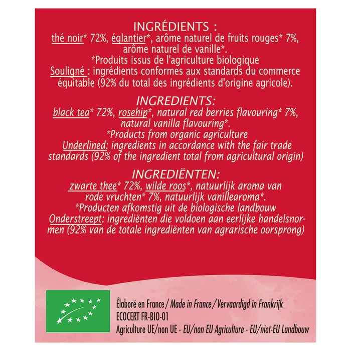 Boho Cosmetics Thé Noir Equitable Plaisir Fruité Fruits Rouges - Bio - Jardin BiO étic
