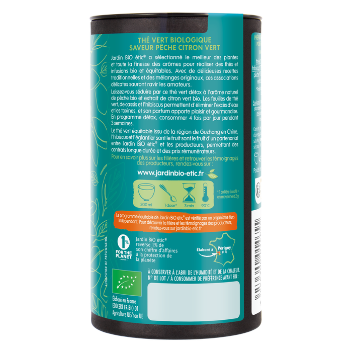 Boho Cosmetics Thé Vert Détox Saveur Pêche Et Citron Vert Bio - Jardin Bio Étic