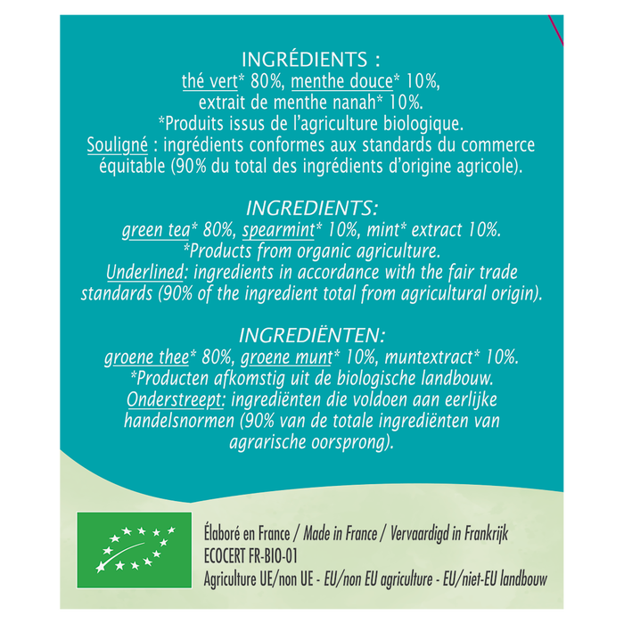 Boho Cosmetics Thé Vert équitable Menthe Bio - Jardin Bio Étic