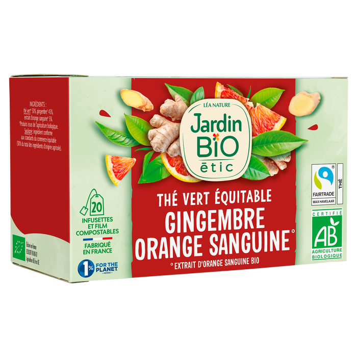 Boho Cosmetics Thé Vert Gingembre Saveur Orange Sanguine - Jardin Bio Étic
