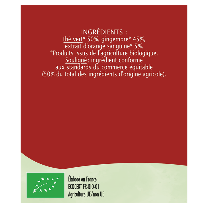 Boho Cosmetics Thé Vert Gingembre Saveur Orange Sanguine - Jardin Bio Étic