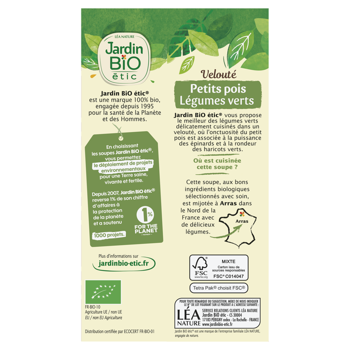Boho Cosmetics Velouté Petit Pois Légumes - Jardin Bio étic