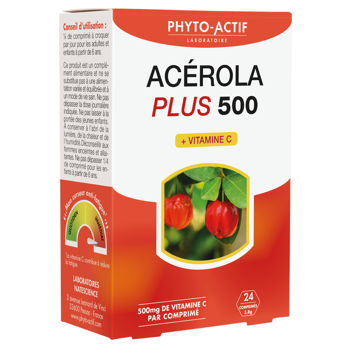 Boho Cosmetics Vente Acérola Plus 500 24comprimés - Vitalité
