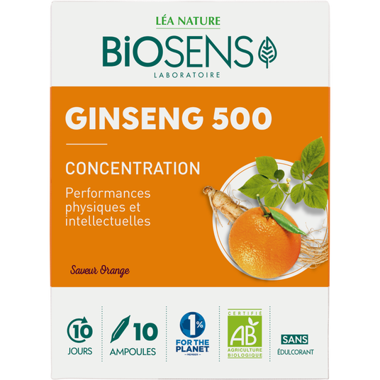 boho cosmetics Vente Ampoules Concentration - Ginseng 500 - bio - Vitalité tonus immunité