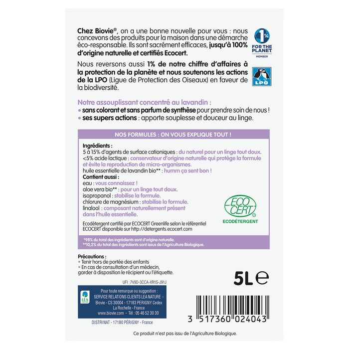 Boho Cosmetics Vente Assouplissant Concentré Lavandin - 200 Lavages - Grand Format - Assouplissants Bio - Léa Nature