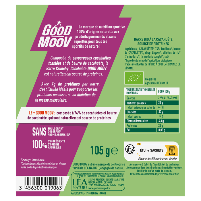 Boho Cosmetics Vente Barre Cacahuète Bio - Diététique Sportive