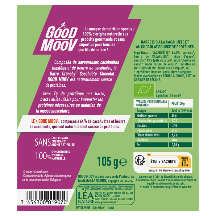 Boho Cosmetics Vente Barre Cacahuète Chocolat Bio - Diététique Sportive