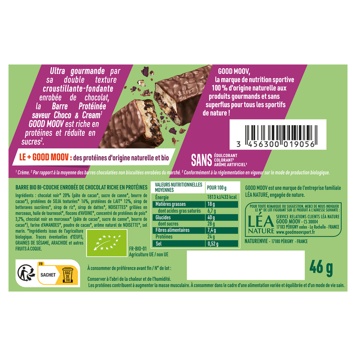 Boho Cosmetics Vente Barre Protéinée Choco Et Cream Bio - Diététique Sportive