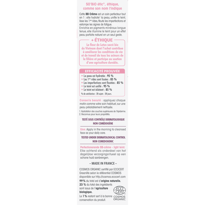 Boho Cosmetics Vente BB Crème Perfectrice - Claire - BB Crèmes CC Crèmes