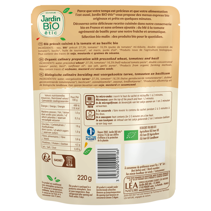 Boho Cosmetics Vente Blé Tomate Basilic - Bio - Plats Cuisinés Et Sachets Express