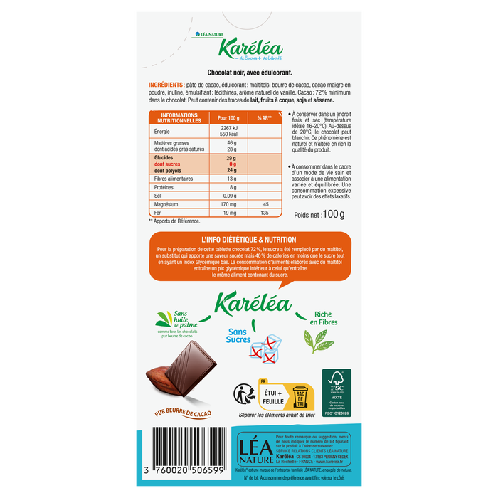 Boho Cosmetics Vente Chocolat Noir 72% Cacao Sans Sucres - Tablettes De Chocolat Et Pâtes à Tartiner