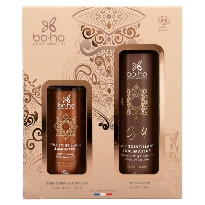 Boho Cosmetics Vente Coffret Lait Et Huile Gold - Huiles Scintillantes