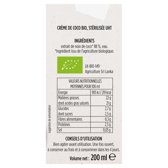 Boho Cosmetics Vente Crème Coco Tetra Bio - 200ml - Les Sauces Et Condiments