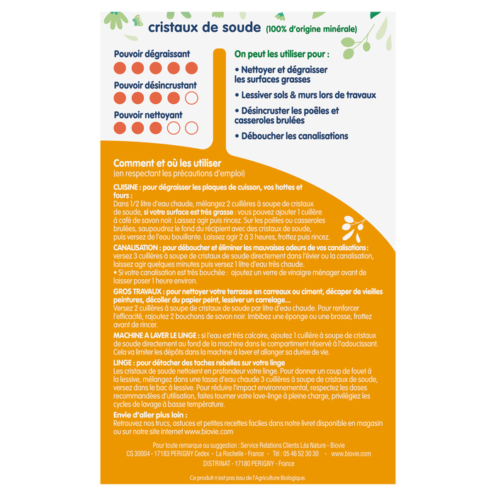 Boho Cosmetics Vente Cristaux De Soude Dégraisse & Lessive - Vitres Et Surfaces