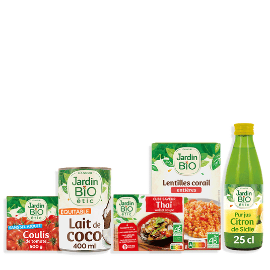 boho cosmetics Vente Dahl de lentilles corail et pois chiches – Recette « Réconfort » - Sauces tomate