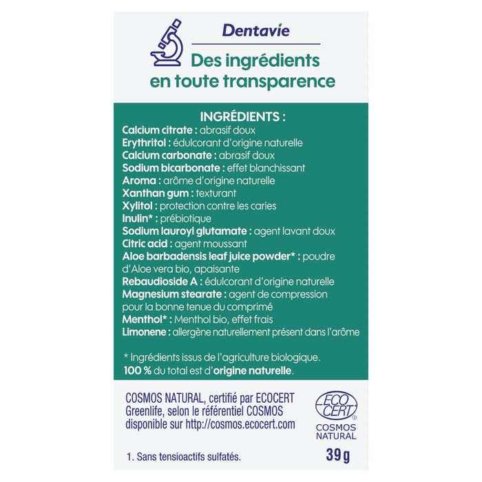 Boho Cosmetics Vente Dentifrice à Croquer Fraîcheur Dentavie - Dentifrices à Croquer