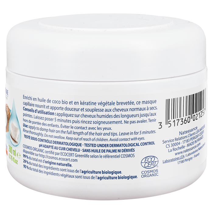 Boho Cosmetics Vente Direct Usine - Masque Capillaire Extra-doux Coco Bio & Kératine Végétale - Masques Cheveux Soins Sans Rinçage