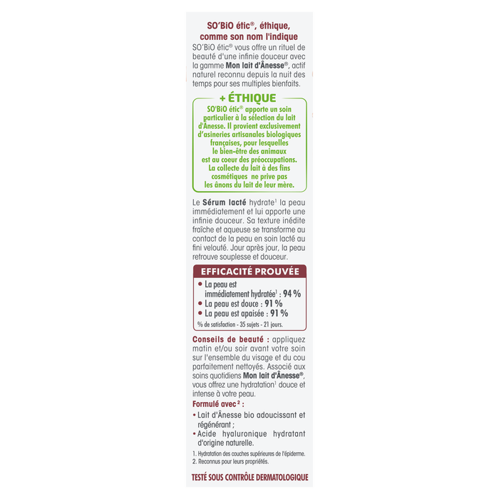 Boho Cosmetics Vente Direct Usine - Sérum Booster D'hydratation - Mon Lait D'ânesse - Direct Usine