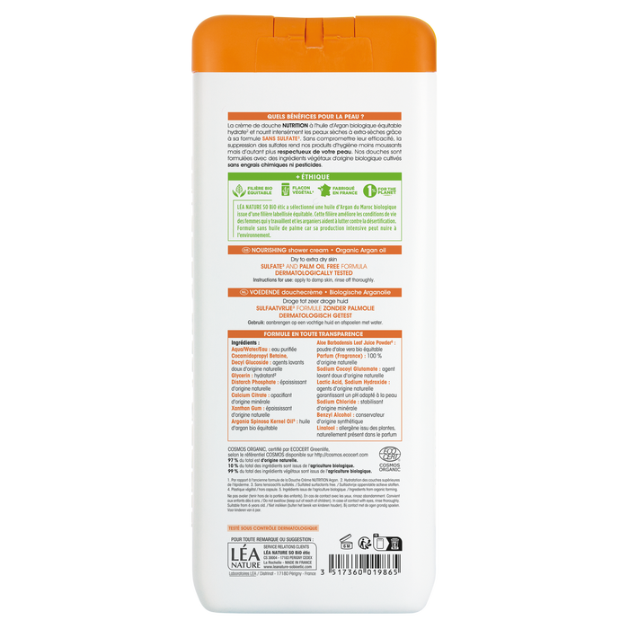 Boho Cosmetics Vente Douche Crème Nutrition à L'Huile D'Argan Bio - 650 Ml - Douches