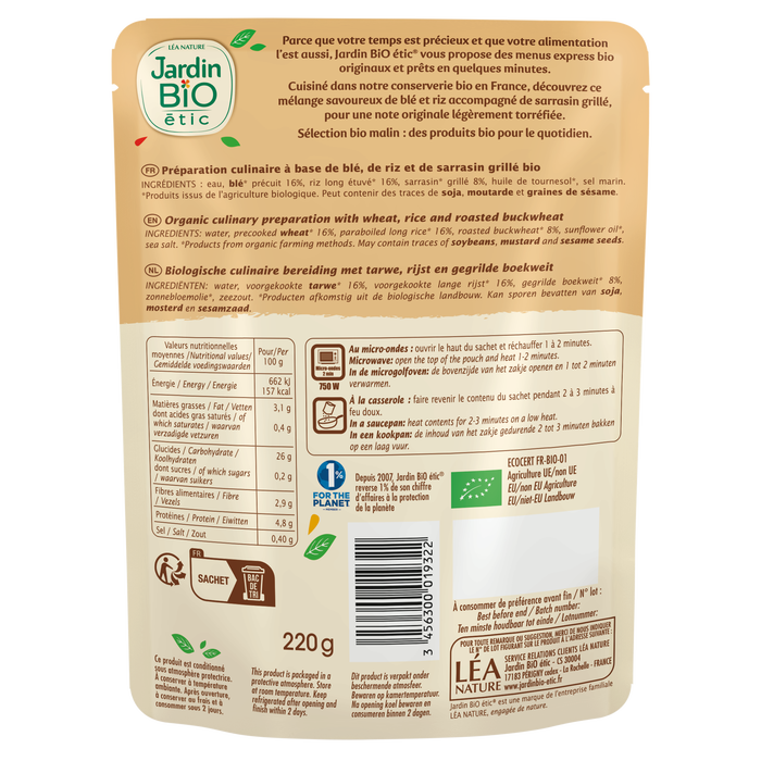 Boho Cosmetics Vente Duo Blé Riz Au Sarrasin Grillé - Bio - Plats Cuisinés Et Sachet Express