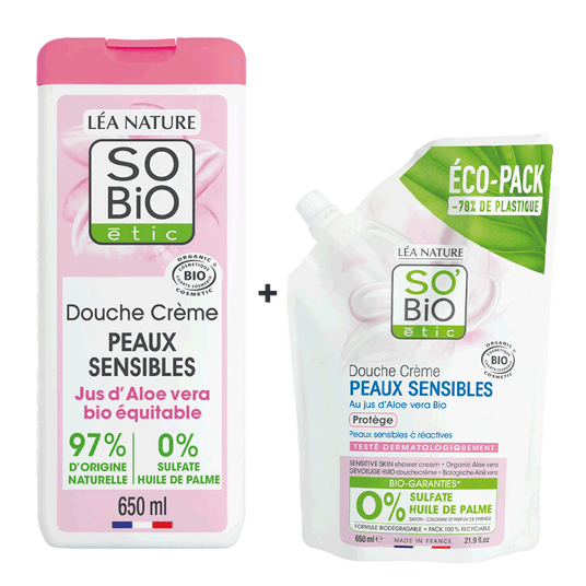 boho cosmetics Vente Duo Flacon et Ecopack douche crème Aloe Vera - Douches