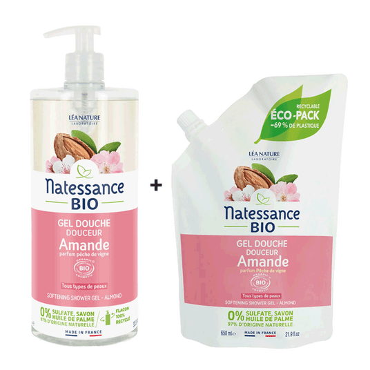 boho cosmetics Vente Duo Flacon et Ecopack Gel douche Douceur amande - Soins corps