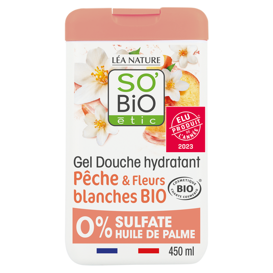 boho cosmetics Vente Gel douche hydratant Pêche et Fleurs blanches Bio - Douches