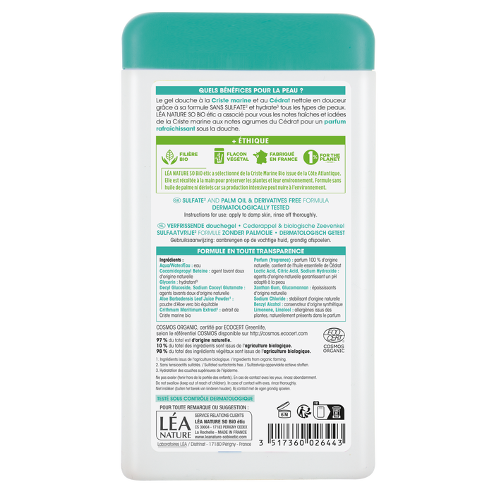 Boho Cosmetics Vente Gel Douche Rafraichissant Criste Marine Bio Et Cédrat - Douches