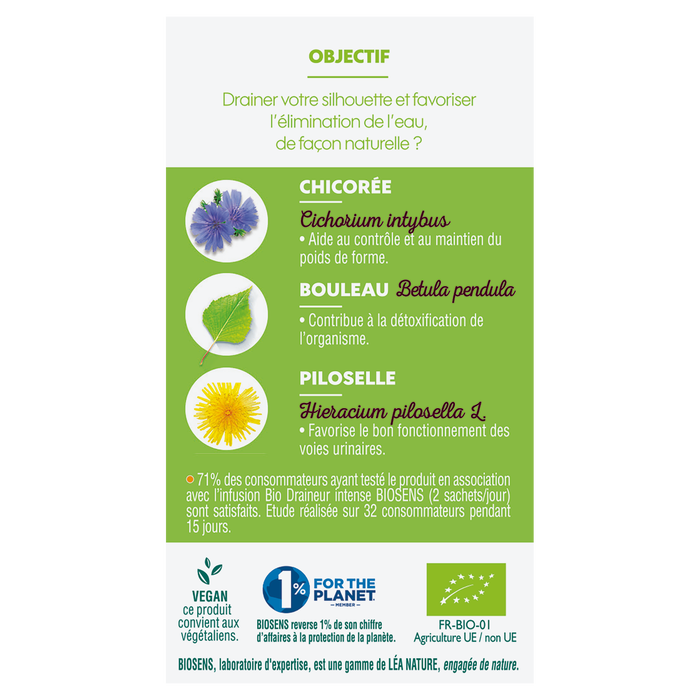 Boho Cosmetics Vente Gélule Végétale Draineur Excès D'eau - Chicorée Piloselle Bouleau - Bio - Minceur élimination Détox