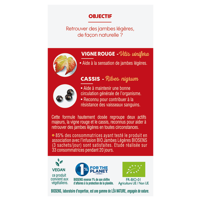 Boho Cosmetics Vente Gélules Jambes Légères - Vigne Rouge / Cassis - Bio - Circulation Cardio-vasculaire