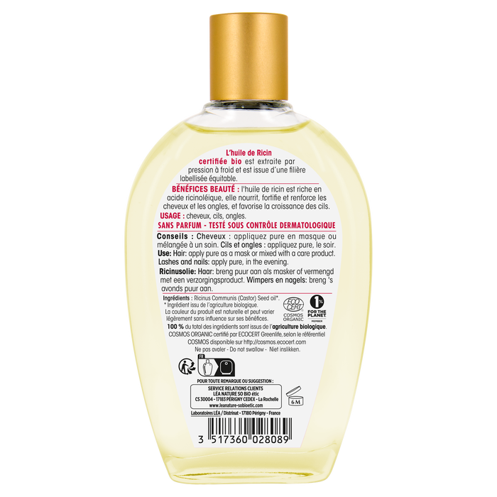 Boho Cosmetics Vente Huile Végétale Ricin Bio - Grand Format - Soins Capillaires