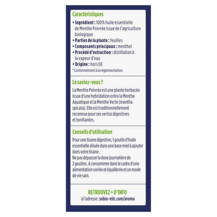 Boho Cosmetics Vente Huiles Essentielles Menthe Poivrée Bio - Huiles Essentielles Bio