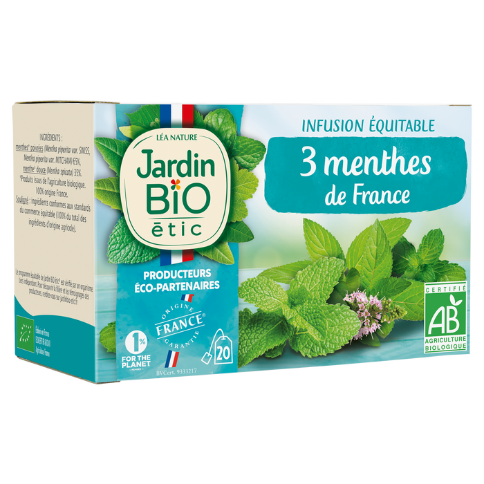 Boho Cosmetics Vente Infusion équitable 3 Menthes De France - Bio - Infusions
