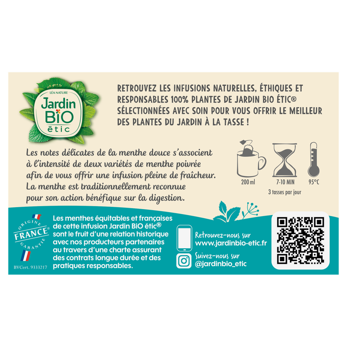 Boho Cosmetics Vente Infusion équitable 3 Menthes De France - Bio - Infusions
