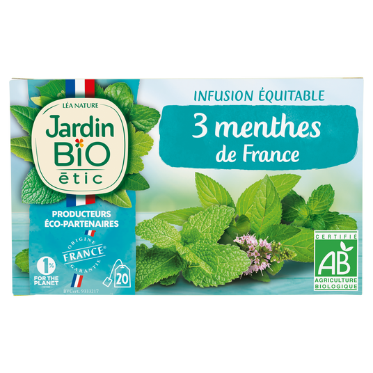boho cosmetics Vente Infusion équitable 3 Menthes de France - bio - Infusions
