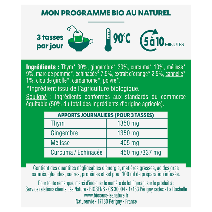 Boho Cosmetics Vente Infusion Immunité Résistance - Vitalité Tonus Immunité Bio - Léa Nature