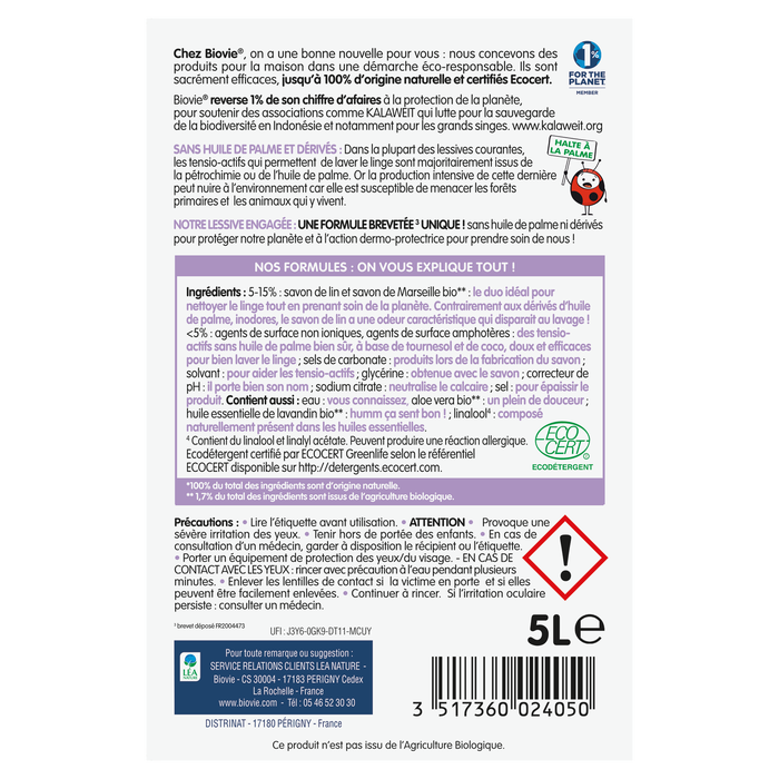 Boho Cosmetics Vente Lessive Engagée Lavandin - 100 Lavages - Grand Format - Lessives Bio - Léa Nature