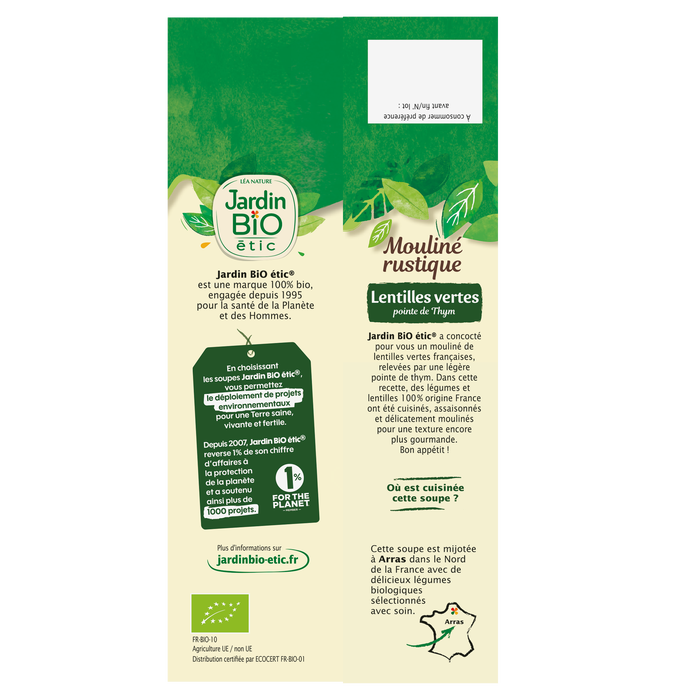 Boho Cosmetics Vente Mouliné Lentilles Vertes Pointe De Thym Bio - Soupes