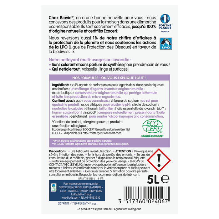 Boho Cosmetics Vente Nettoyant Multi-usages à L'huile Essentielle De Lavandin - Grand Format - Multi-usages