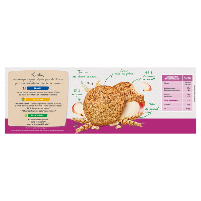 Boho Cosmetics Vente Sablés Pomme Avoine Chia Bio Réduits En Sucres - Biscuits