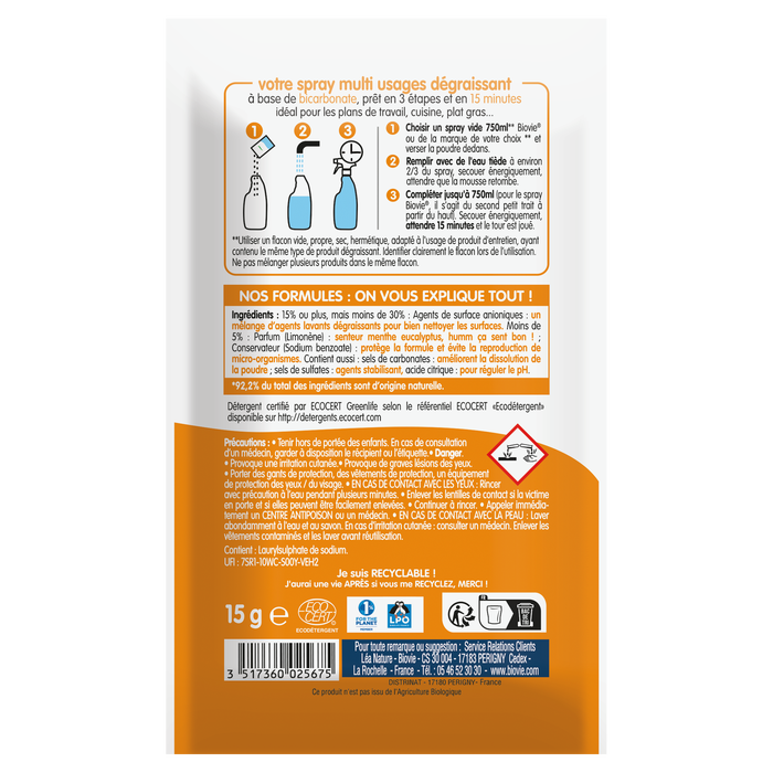 Boho Cosmetics Vente Spray à Reconstituer Dégraissant - Poudre à Diluer - Multi-usages