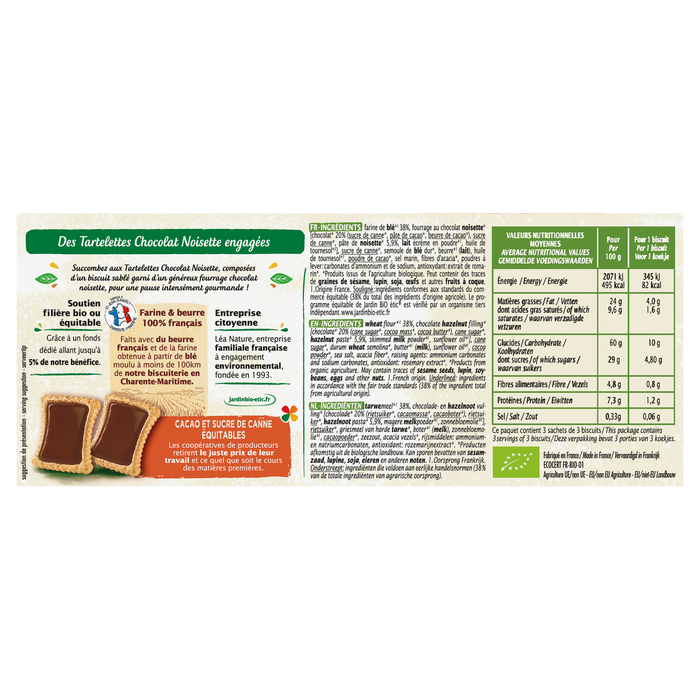 Boho Cosmetics Vente Tartelettes Chocolat Noisette - Biscuits