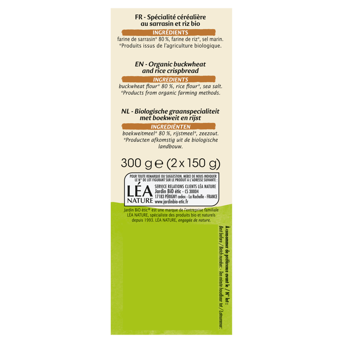 Boho Cosmetics Vente Tartines Craquantes Sarrasin - Sans Gluten Et Sans Lactose - Bio - Tartines Craquantes